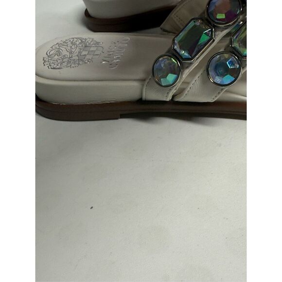 VINCE CAMUTO AMBRIDIL LADIES SIZE 8,5 LEATHER WHITE SANDALS SHOES TOE LOOP - Picture 6 of 9